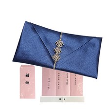 Jiseong 現金聘禮袋款繩結包巾 + 高級聘禮信封, 海軍藍, 1張