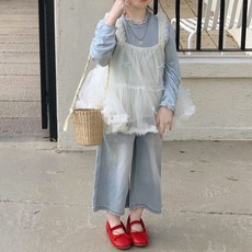 유블리 아동용 다노다노 샤 뷔스티에 + 데님 팬츠 세트