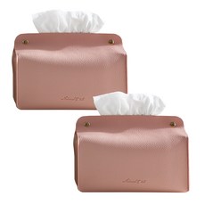 Natural＆36.5˚ 素色皮革按扣式面紙套 2入, 粉色的
