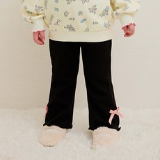 milkmile New Kids On 小蝴蝶結靴型貂絨刷毛長褲