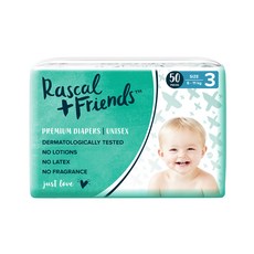 Rascal + Friends 優質黏貼型尿布, 第3階段, 50片
