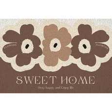 我的日常北歐花卉刻字入口廚房地毯, 咖啡棕