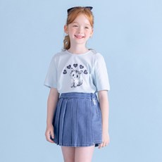 ILoveJ 女童透氣貓咪短版露肩棉質T恤