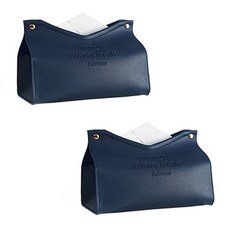 北歐風格V Home壓花皮革面紙盒 2入, 藍色