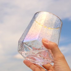 Cozy Table Mystic Aurora Prism全息圖玻璃金線Underlock 550ml, 4個