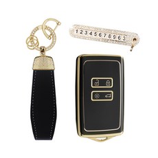 카템 엣지라인 풀커버 스마트키 케이스 세트, 블랙골드, 르노삼성 S01