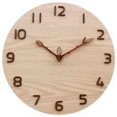 Sae-eun Design 樹葉掛鐘 30cm, 木米色