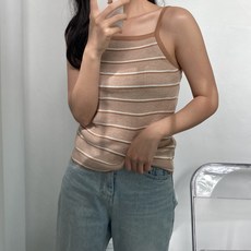 針織女款修身條紋坑條馬甲Vista背心