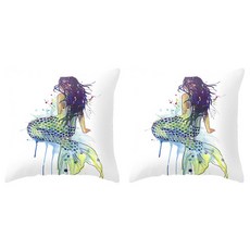 海底生物水彩插畫抱枕套 2入