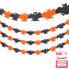 PARTYSHOW 萬聖節裝飾蝙蝠拉旗 3m, 4個, 混合顏色