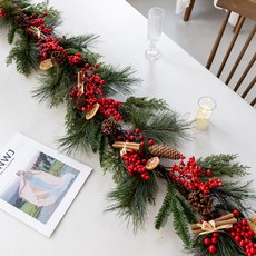 flowertree 室內裝飾壁掛裝飾 肉桂莓花環 180cm, 混合顏色