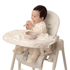 babyclo 無袖拉鍊式副食品圍兜, 象牙白泰迪熊款, 1件, 1件