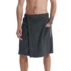 소니오 남성용 벨크로 포켓 하프 샤워가운 60 x 150 cm, 01 블랙, 1개