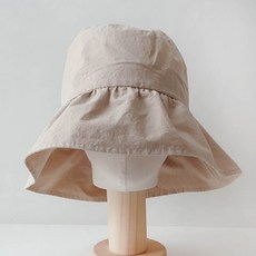 BABISOO 素色抽褶棉質漁夫帽