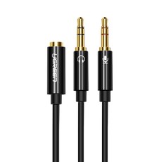 유그린 고급형 마이크 이어폰 분배기 Y케이블 3.5mm, AV140, 블랙, 1개