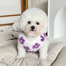 BYDAMSOOMI 小狗花朵毛髮背心, 紫色的