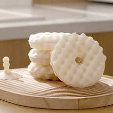 OON 軟Q蜂巢掛式海綿菜瓜布 4入 + 掛架組, 1套, 奶油色(菜瓜布)