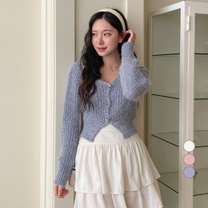 베러스윗 여성용 브이넥 솔잎 긴팔 가디건