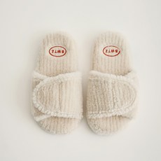 BOWELL 女用燈芯絨魔鬼氈記憶棉室內拖鞋, 象牙白, 1個