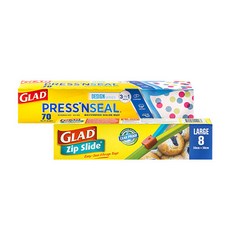 GLAD 佳能 圓點保鮮膜 21.6m*30cm+拉鍊密封袋 L號 8入, 1組