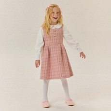 RieBello 女童閃亮粗花呢連身裙