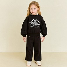 hejmini 女童時髦帥氣荷葉領上下衣套裝