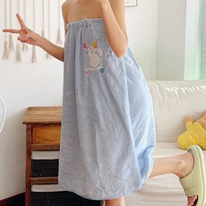 마더브띠 여성용 자수 원피스 샤워가운, 블루, 1개