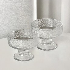 Daparang Moncher 餐廳高腳玻璃杯 甜點杯 HJ0179, 2個, 秋海棠花