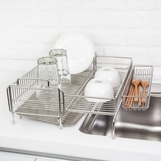 4BNK 新款全304不鏽鋼伸縮碗盤瀝水架 小款, 1個, 1層, 銀色