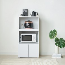 제우스가구 뮤즈 LPM 전자렌지 밥솥겸용 수납장, 올화이트, 3단