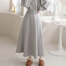 보리맘 기모 도톰 훌 플레어 밴딩 롱 임산부 스커트 Y127