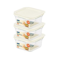 Glasslock 可微波方形玻璃保鮮盒, 440ml, 3個