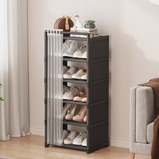 EVER HOUSE 基本多功能鞋架 M, 黑色, 6層