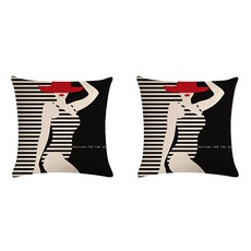 繽紛時尚達人現代插畫居家抱枕套 2件組