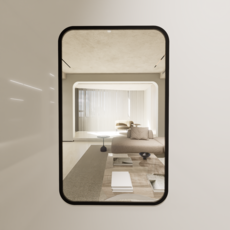 Marde 黏貼式一般簡約壓克力鏡 長方形 XL, 黑色