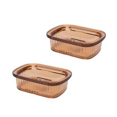 메리길드 물빠짐 이중 트레이 비누받침대 케이스, 브라운, 2개