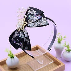 BIDANGIL 素香 珍珠母貝花朵緞帶韓服髮帶