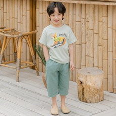 Lala Amang 童款鬆緊帶口袋7分休閒褲