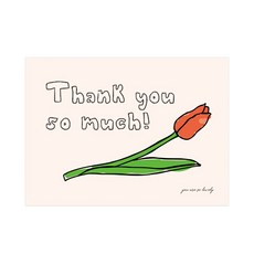 Donna&deco 紅色鬱金香 Thank You So Much 方形貼紙 7 x 5 cm, 120個, 米色