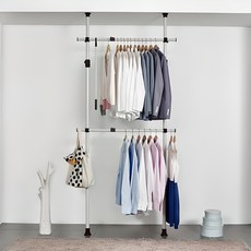 WOORI 經典固定式雙層吊衣架 WCL 3802 38mm, 象牙白