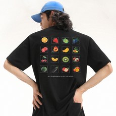 그랜피니 프리미엄 세미 오버핏 후르츠 스토어 통기성 반팔 티셔츠 GFBT216