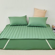 밀키터치 알러지케어 워싱 고정밴딩 침대패드, 딥그린