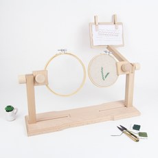 Sewing by hand 原木坐式繡框 含圖案架 刺繡框 工作架, 1個, 混合色