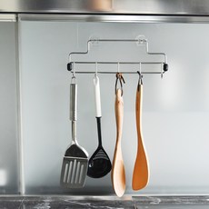PEACHY LIFE 完美主義 霧面304不鏽鋼工具五勾架, 金屬銀, 1個