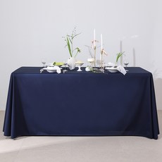 DAESUNG TEXTILE 寬幅無接縫大型高級絨布方形桌布, 大型(250 x 200 cm), 1個, 深藍色