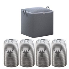 MONACO OLIVE 棉被收納袋 100L + 北歐風棉被收納袋 鹿 大型 圓形 4入, 1套