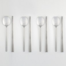 퀴진드마망 아동용 순수 수저 세트, 실버, 실버, 실버, 실버, 숟가락 + 젓가락, 4세트