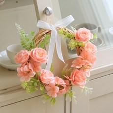 ScentBasket 火鶴 牆面裝飾 玄關裝飾 室內裝飾 花環 20cm, 珊瑚色