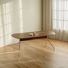 레트로하우스 고트 타원 테이블 방문설치, 월넛, 6인용