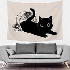 Home Flow 黑貓系列室內牆壁裝飾掛毯, C